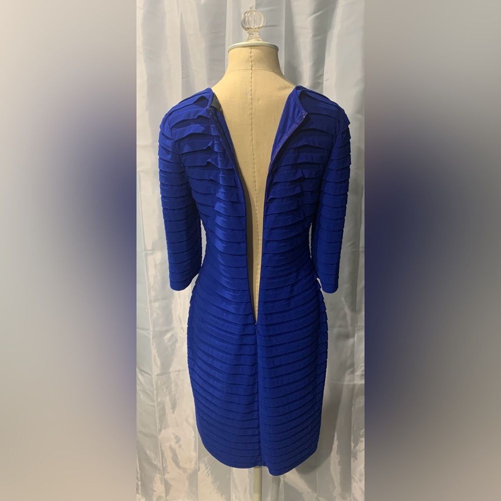 Adrianna Papell Women's Size EU 42 3/4 Sleeves Blue Midi Formal Sheath Dress - Picture 7 of 9